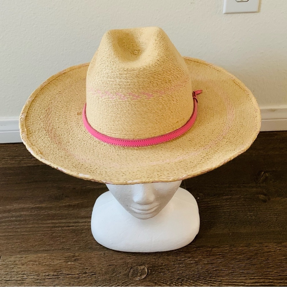 Straw Sun Hat with Pink Band